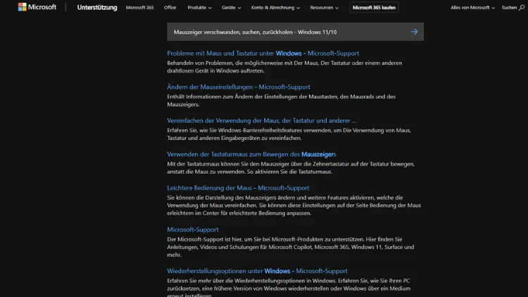 Mauszeiger verschwunden, suchen, zurückholen - Windows 1110