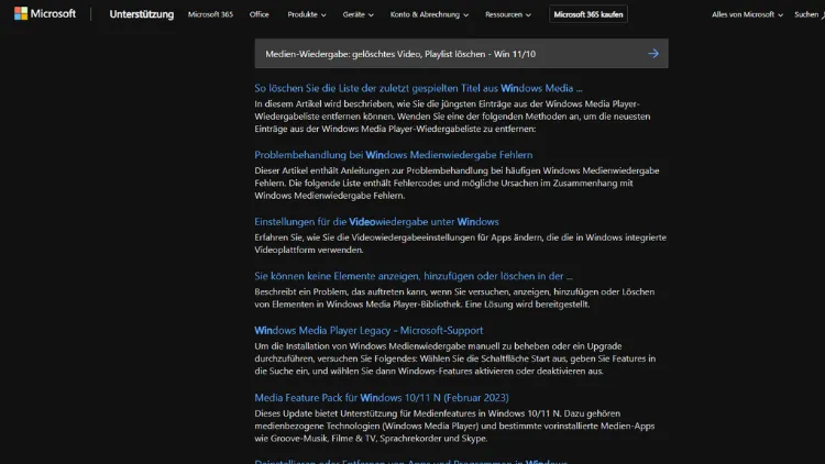 Medien-Wiedergabe gelöschtes Video, Playlist löschen - Win 1110