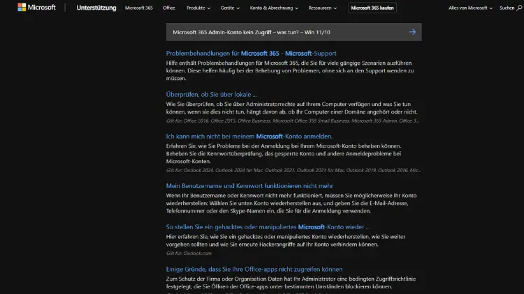 Microsoft 365 Admin-Konto kein Zugriff – was tun? – Win 11/10