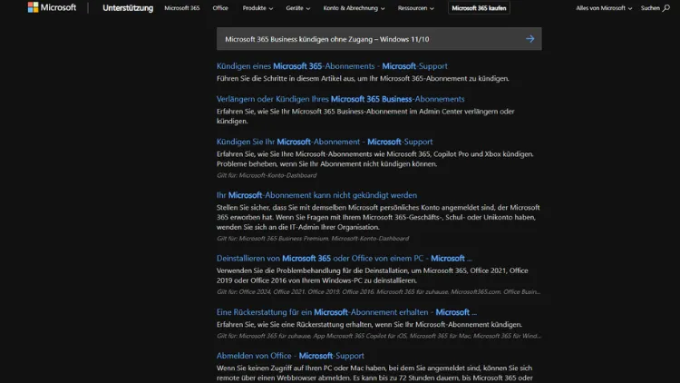 Microsoft 365 Business kündigen ohne Zugang – Windows 1110