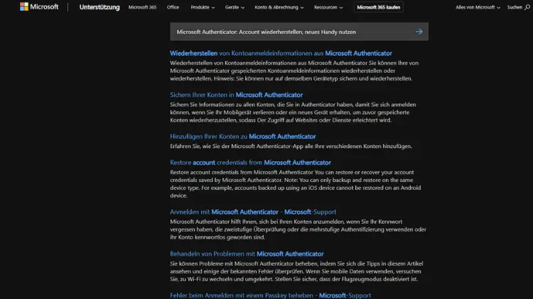 Microsoft Authenticator Account wiederherstellen, neues Handy nutzen