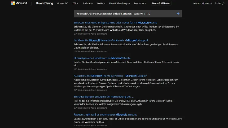 Microsoft Challenge Coupon fehlt, einlösen, erhalten - Windows 1110