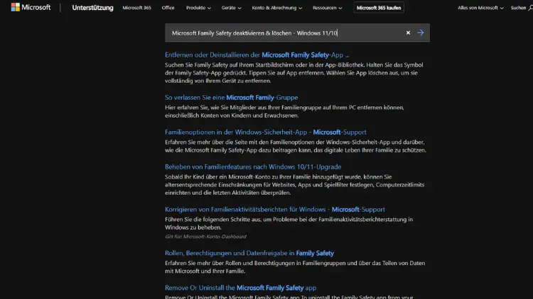 Microsoft Family Safety deaktivieren & löschen - Windows 1110