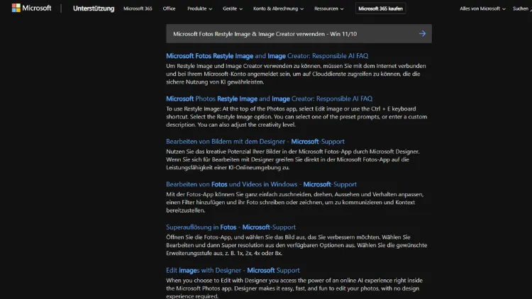 Microsoft Fotos Restyle Image & Image Creator verwenden - Win 1110