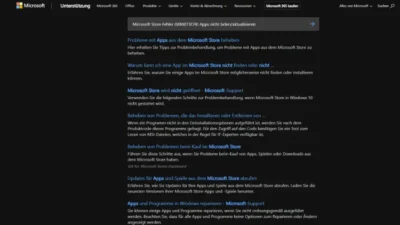 Microsoft Store Fehler 0X80073CFB Apps nicht ladenaktualisieren