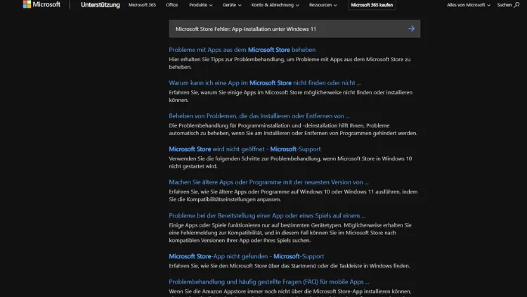 Microsoft Store Fehler App-Installation unter Windows 11