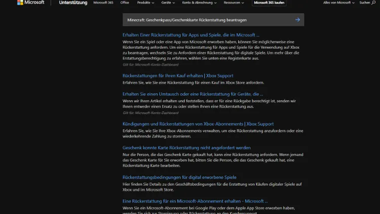Minecraft GeschenkpassGeschenkkarte Rückerstattung beantragen