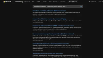 Native Bildschirmfreigabe, Screensharing, Teams Meetings - macOS