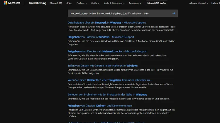 Netzwerkordner, Ordner im Netzwerk freigeben, Zugriff - Windows 1110