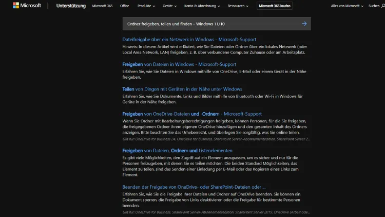Ordner freigeben, teilen und finden – Windows 1110