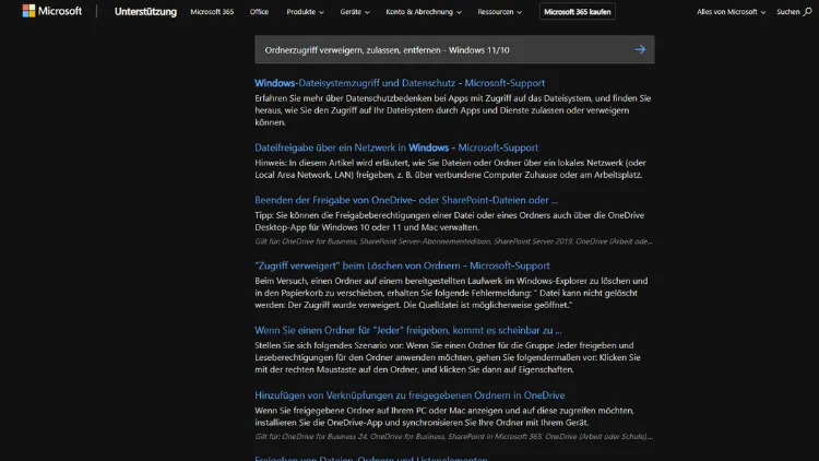 Ordnerzugriff verweigern, zulassen, entfernen - Windows 1110