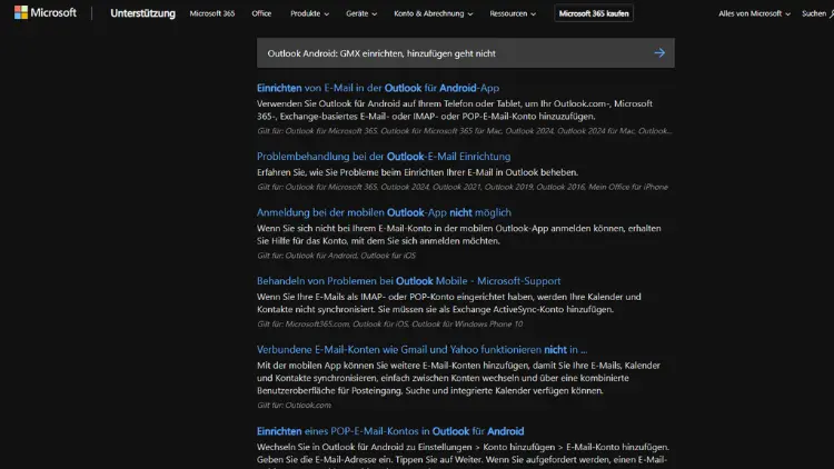 Outlook Android GMX einrichten, hinzufügen geht nicht