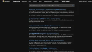 Outlook Benutzername prüfen, Email korrekt eingeben, Passwort