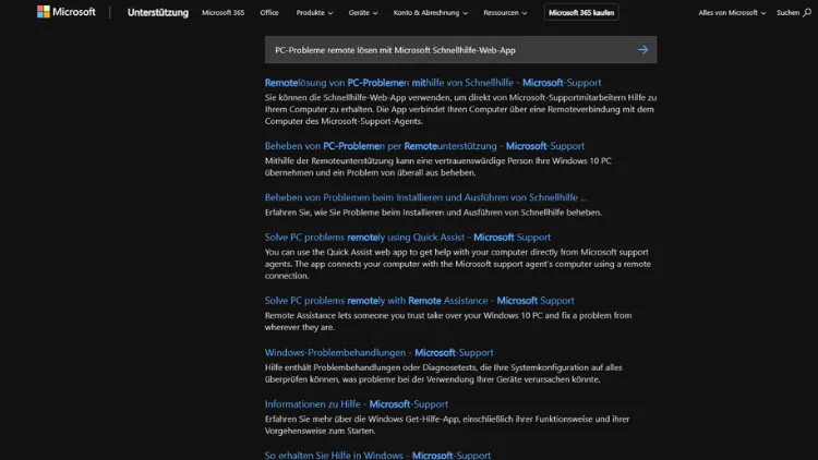PC-Probleme remote lösen mit Microsoft Schnellhilfe-Web-App