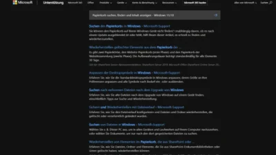 Papierkorb suchen, finden und Inhalt anzeigen - Windows 1110