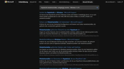 Papierkorb wiederherstellen, rückgängig machen - Windows 1110