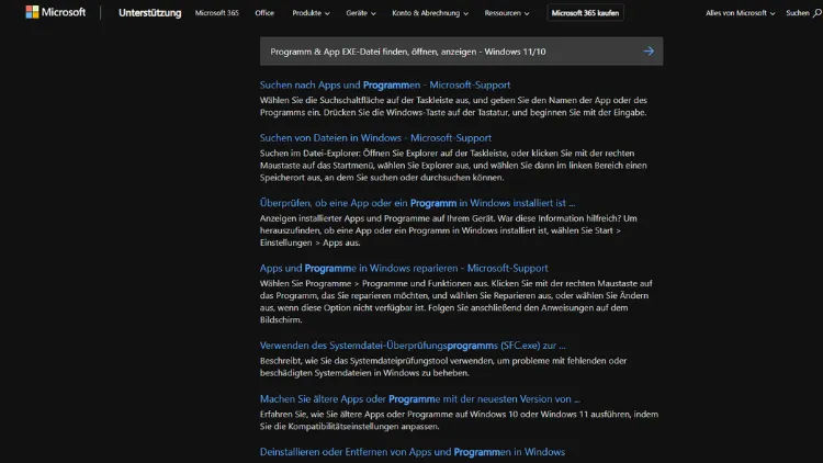 Programm & App EXE-Datei finden, öffnen, anzeigen - Windows 1110