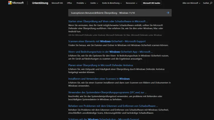 Scanoptionen benutzerdefinierte Überprüfung - Windows 1110