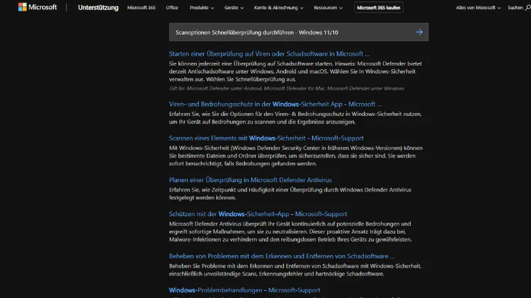 Scanoptionen Schnellüberprüfung durchführen - Windows 1110