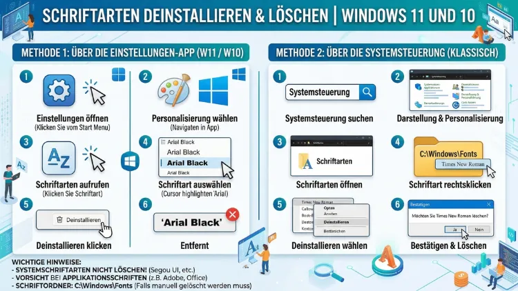 Schriftarten deinstallieren und löschen | Windows 11 und 10