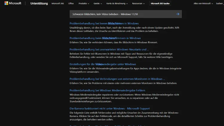 Schwarzer Bildschirm, kein Video beheben – Windows 1110