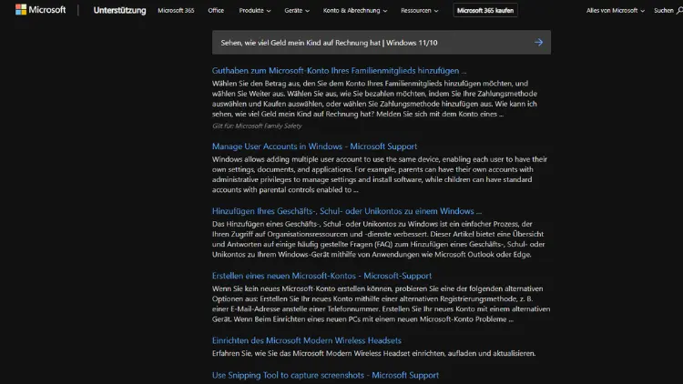 Sehen, wie viel Geld mein Kind auf Rechnung hat | Windows 11/10