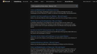 Sicherungsoptionen finden, ändern – Windows 1110