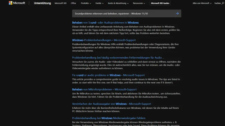 Soundprobleme erkennen und beheben, reparieren - Windows 1110