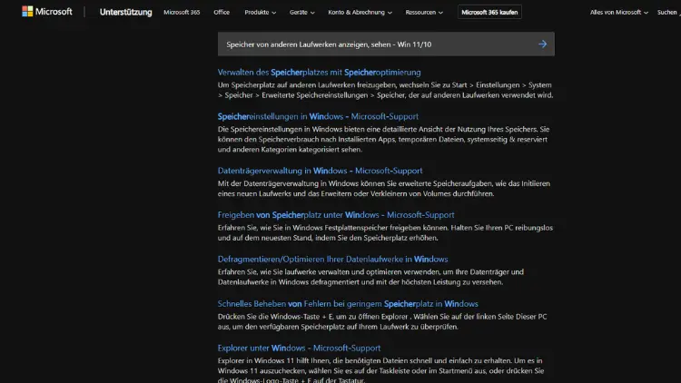 Speicher von anderen Laufwerken anzeigen, sehen - Win 1110