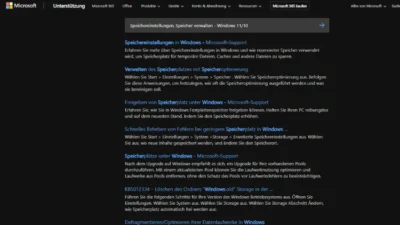Speichereinstellungen, Speicher verwalten - Windows 1110