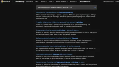 Speicheroptimierung aktivieren Meldung - Windows 1110
