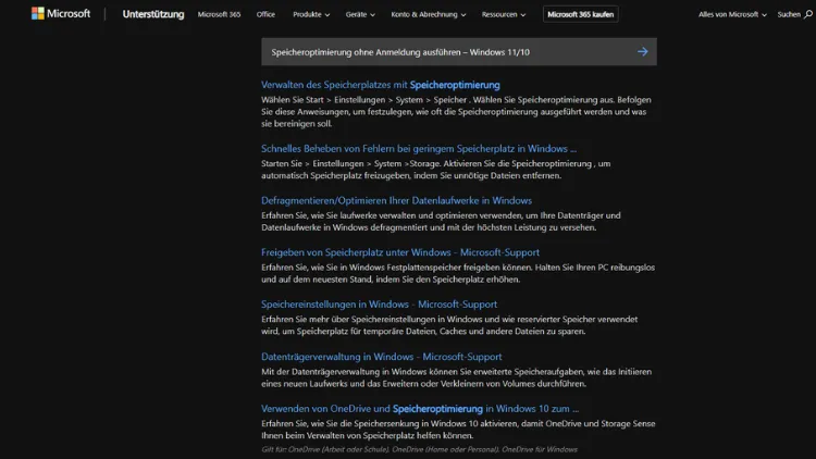 Speicheroptimierung ohne Anmeldung ausführen – Windows 1110