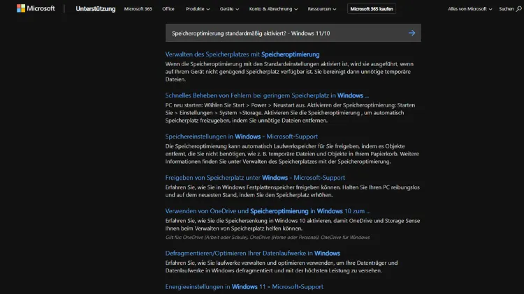 Speicheroptimierung standardmäßig aktiviert - Windows 1110