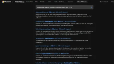 Speicherplatz anlegen, erstellen Voraussetzungen - Win 1110