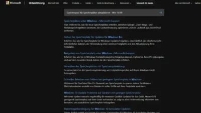 Speicherpool für Speicherplätze aktualisieren - Win 1110