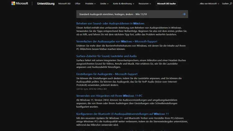 Standard-Audiogerät einrichten, festlegen, ändern - Win 1110
