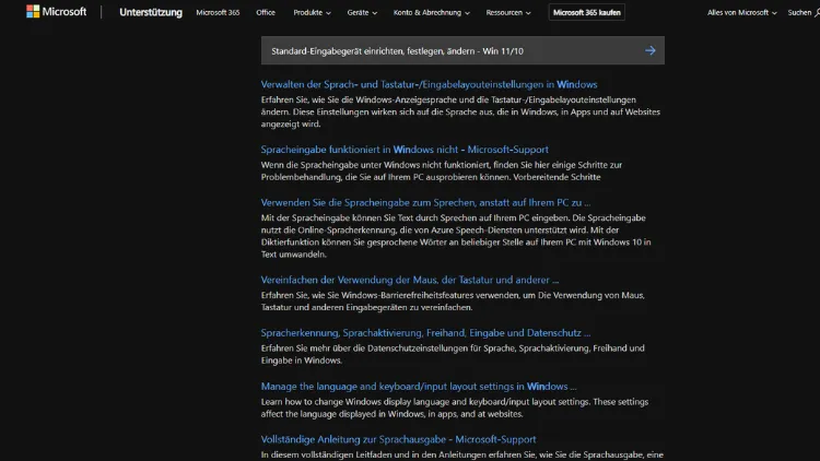 Standard-Eingabegerät einrichten, festlegen, ändern - Win 1110