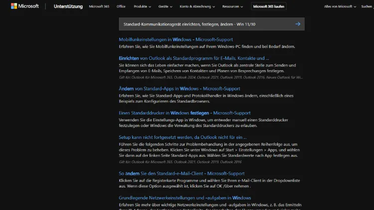 Standard-Kommunikationsgerät einrichten, festlegen, ändern - Win 1110