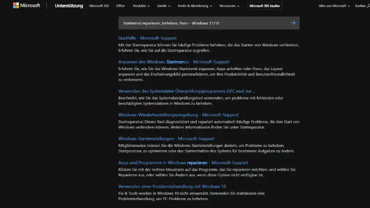 Startmenü reparieren, beheben, fixen – Windows 1110