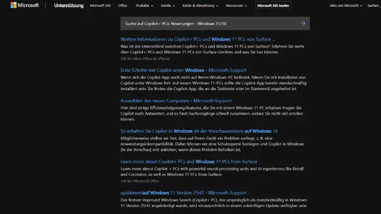 Suche auf Copilot+-PCs Neuerungen - Windows 1110
