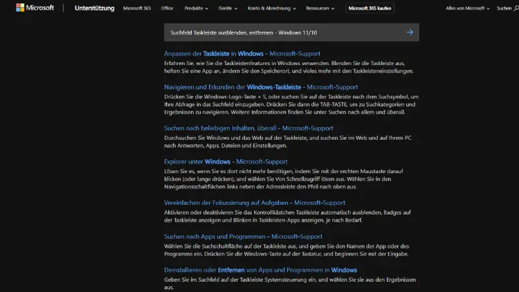Suchfeld Taskleiste ausblenden, entfernen - Windows 1110