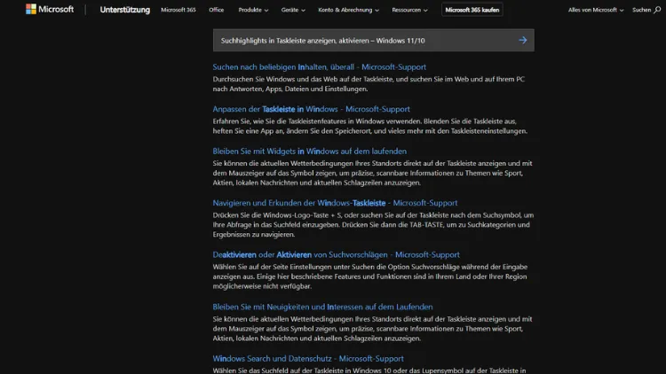 Suchhighlights in Taskleiste anzeigen, aktivieren – Windows 1110