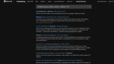 Suchindizierung neu erstellen, reparieren - Windows 1110