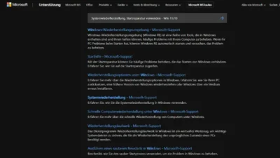 Systemwiederherstellung, Startreparatur verwenden - Win 1110