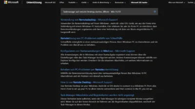 Taskmanager auf remote Desktop starten, öffnen - Win 1110