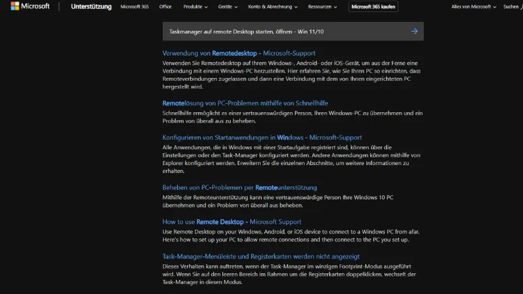 Taskmanager auf remote Desktop starten, öffnen - Win 1110