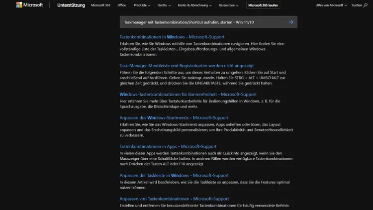 Taskmanager mit TastenkombinationShortcut aufrufen, starten - Win 1110