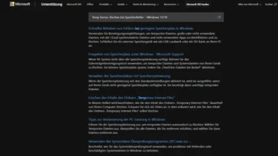 Temp leeren, löschen bei Speicherfehler – Windows 1110