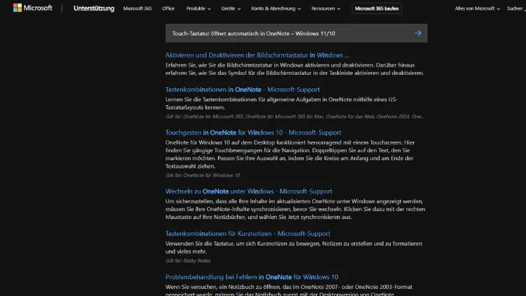 Touch-Tastatur öffnet automatisch in OneNote – Windows 1110