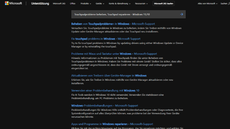 Touchpadprobleme beheben, Touchpad reparieren - Windows 1110